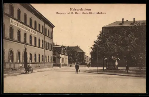 AK Kaiserslautern, Maxplatz, K. Bayr. Kreis-Oberrealschule, Naturaliensammlung