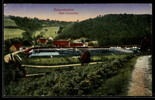 AK Kaiserslautern, Städt. Badeweiher mit Umgebung