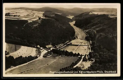 AK Kaiserslautern /Pfalz, Stadtbad, Fliegeraufnahme