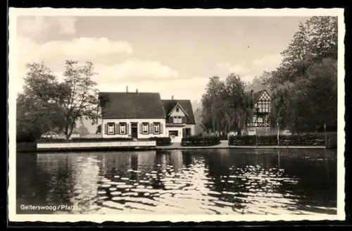 AK Gelterswoog /Pfalz, Gasthaus und Pension Jakob Schmitt, Seeansicht