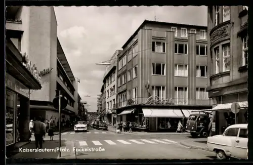 AK Kaiserslautern /Pfalz, Fackelstrasse, Kreuzung u. Geschäfte