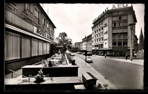 AK Kaiserslautern /Pfalz, Richard-Wagner-Strasse, Hotel Schwan, AEG-Haus