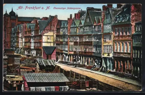 AK Alt-Frankfurt a. M., Ehemalige Jüdengasse mit Synagoge
