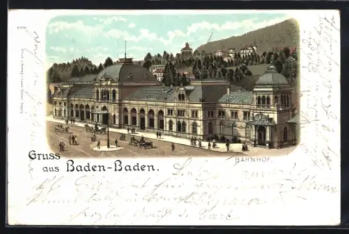 Lithographie Baden-Baden, Bahnhof