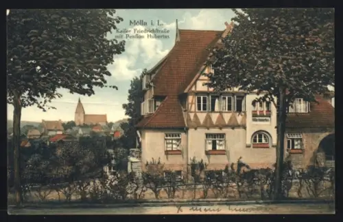 AK Mölln i. L., Kaiser Friedrichstrasse mit Pension Hubertus