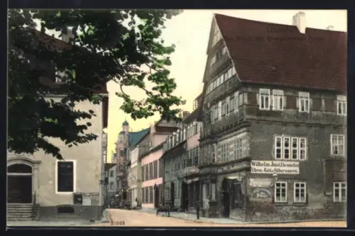AK Hameln, Uhrmacher Wilhelm Just am Markt