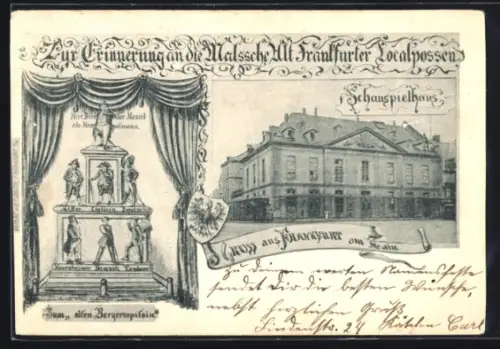 AK Frankfurt am Main, Malssche Alt-Frankfurter Localpossen, Schauspielhaus, Zum alten Beryertapistain