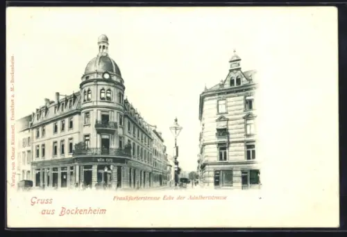 AK Bockenheim, Frankfurterstrasse Ecke der Adalbertstrasse