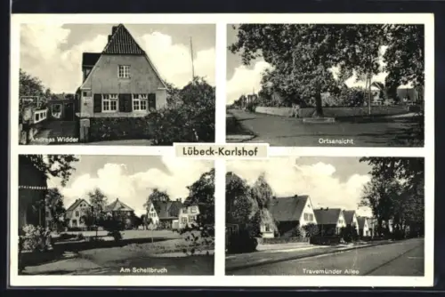 AK Lübeck-Karlshof, Eisenwarengeschäft von Andreas Widder, Am Schellbruch, Travemünder Allee