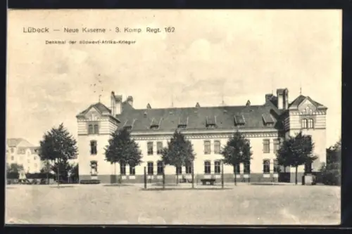 AK Lübeck, Neue Kaserne, 3. Komp. Regt. 162, Denkmal der Südwest-Afrika-Krieger
