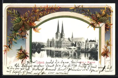 Passepartout-Lithographie Lübeck, Dom u. Museum