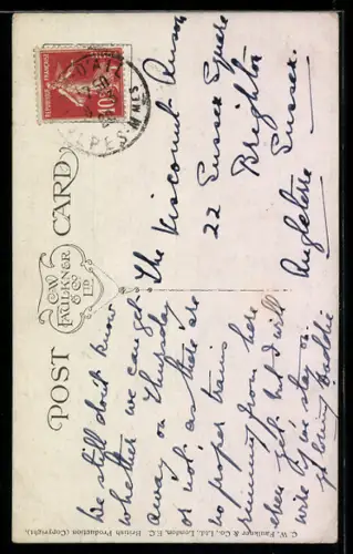 AK Rote getigerte Katze mit Schild Born Blind