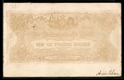 AK Geldschein Vijf en Twintig Gulden, Nederlandsche Bank