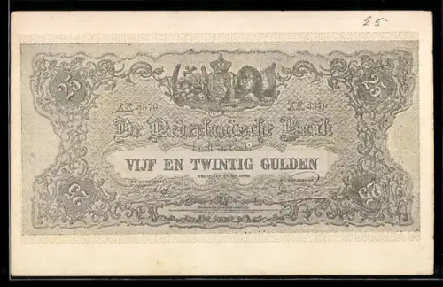 AK Geldschein 25 Gulden, Nederlandsche Bank