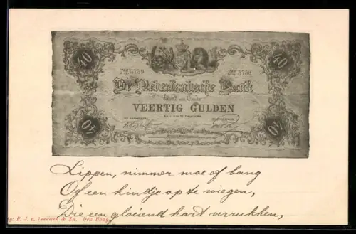 AK De Nederlandsche Bank betaalt aan Toonder Veertig Gulden, Geldschein