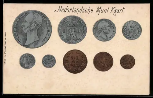 AK Gulden- und Centmünzen, Nederlandsche Munt Kaart