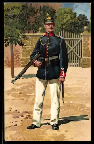 Künstler-AK Anton Hoffmann - München: Infanterist mit seinem Gewehr