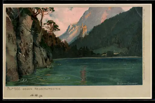 Künstler-AK Zeno Diemer: Neuschwanstein, Blick über den Alpsee