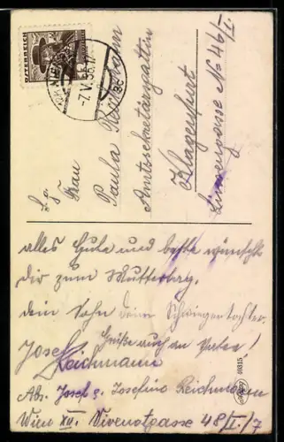 AK Mutter strickt am Tisch, Muttertag