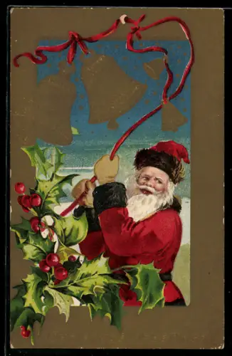AK Weihnachtsmann läutet die Glocken