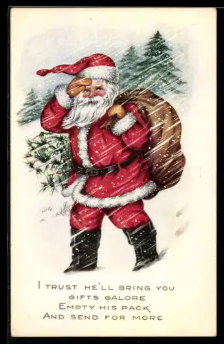 AK Weihnachtsmann im Schneesturm unterwegs