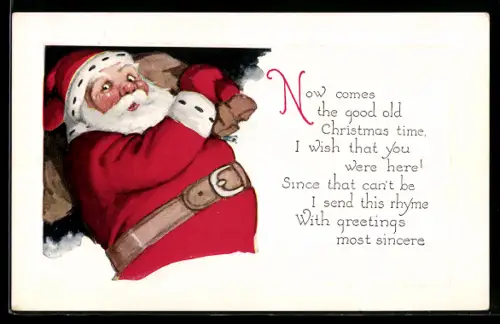 AK Weihnachtsmann mit vollem Geschenkesack
