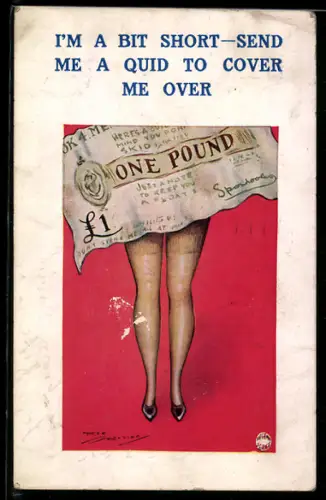 Künstler-AK Harrison Fisher: Junge Frau mit 1-Pfund Banknote