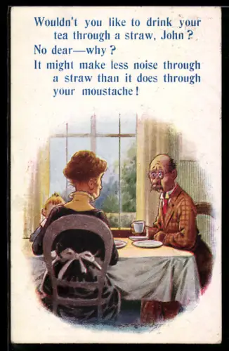 Künstler-AK Douglas Tempest: Älteres Paar in Konversation am Frühstückstisch