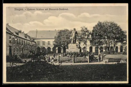 AK Siegen, Unteres Schloss, Bismarck-Denkmal