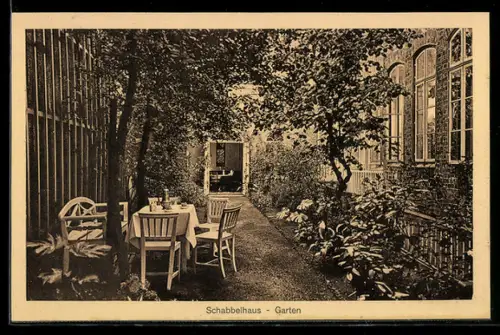 AK Lübeck, Schabbelhaus, Museums-Weingasthaus Heick & Schwartzkopf, Garten