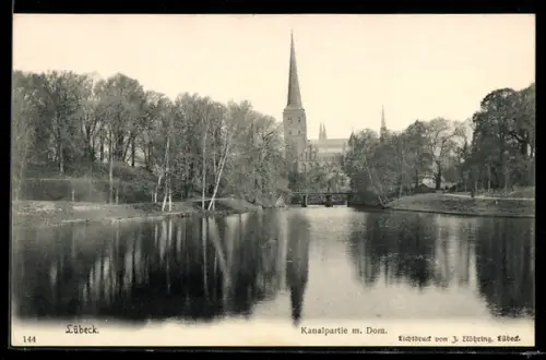 AK Lübeck, Kanalpartie mit Dom