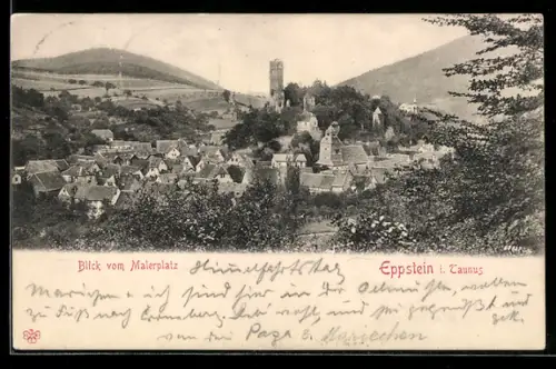 AK Eppstein i. Taunus, Blick vom Malerplatz auf Ort und Burgruine