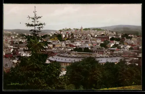 AK Siegen, Ortsansicht mit Rundgebäude