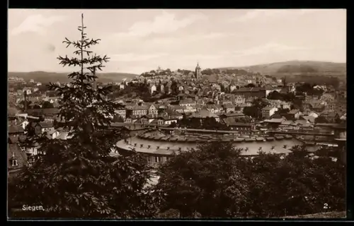 AK Siegen, Ortsansicht, mit Rundgebäude