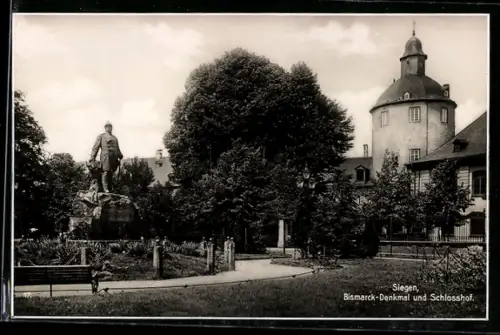 AK Siegen, Bismarck-Denkmal und Schlosshof