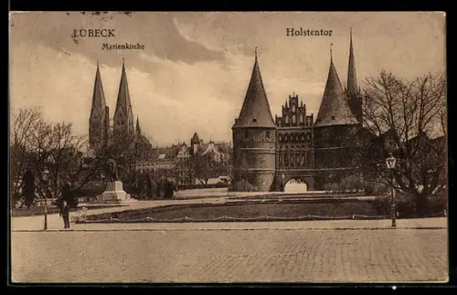 AK Lübeck, Holstentor, Marienkirche