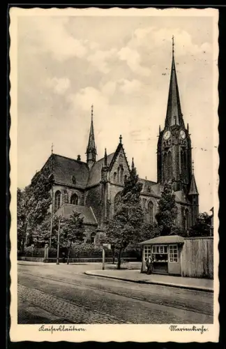 AK Kaiserslautern, Marienkirche mit Strassenpartie