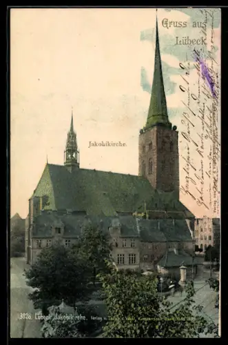 AK Lübeck, Blick zur Jakobikirche