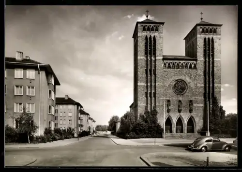 AK Kaiserslautern /Pfalz, Ecke Tannen-Fischer-Strasse und Kirche Maria Schutz