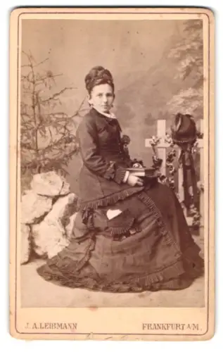 Fotografie J. A. Leibmann, Frankfurt a. M., Schäfergasse 17, Dame in elegantem Kleid