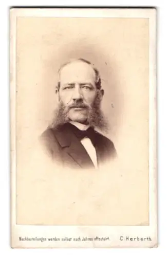 Fotografie C. Herberth, Wien, Mayerhofgasse 8, Porträt eines Herrn mit beeindruckendem Backenbart