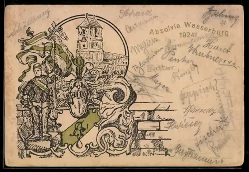 AK Wasserburg, Absolvia 1924, Verbindungsstudent in Vollwichs mit Schläger