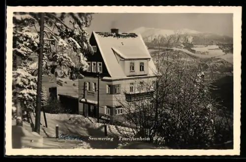 AK Semmering, Touristenheim Wolf im Schnee