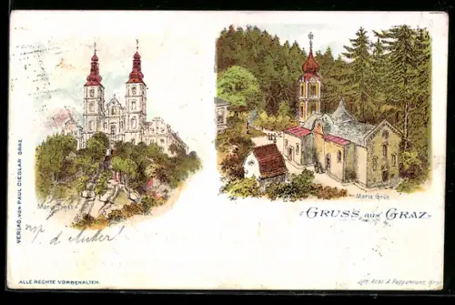 Lithographie Graz, Maria Trost und Maria Grün