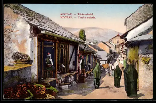 AK Mostar, Strassenpartie im Türkenviertel, Turska mahala