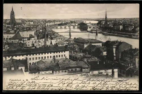 AK Frankfurt a. M., Blick auf Altstadt, Dom und Mainbrücke