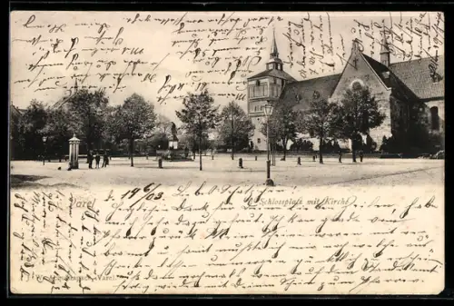 AK Varel, Schlossplatz mit Kirche