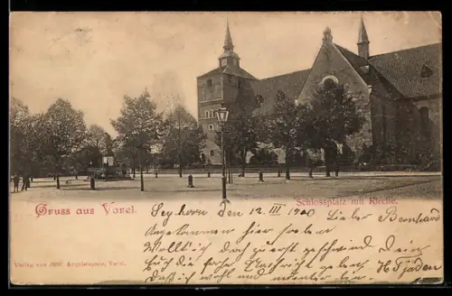 AK Varel, Schlossplatz mit Kirche