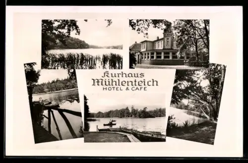 AK Varel, Kurhaus Mühlenteich, Hotel und Café, Seeansichten