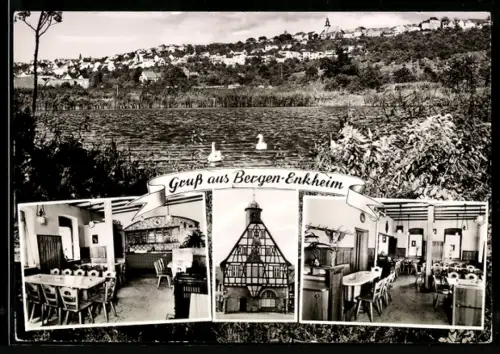 AK Frankfurt-Bergen-Enkheim, Gasthaus Goldener Enge, l Inh. Georg Denzinger, Marktstrasse 60, Ortspanorama